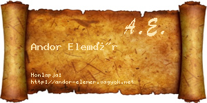 Andor Elemér névjegykártya